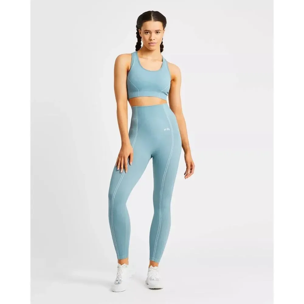 [AYBL] Teal Seamless Reflex Sports Bra & Legging Matching Set Size Small S